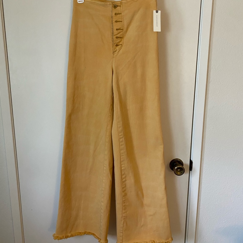 Anthropologie wide leg pants (yellow)